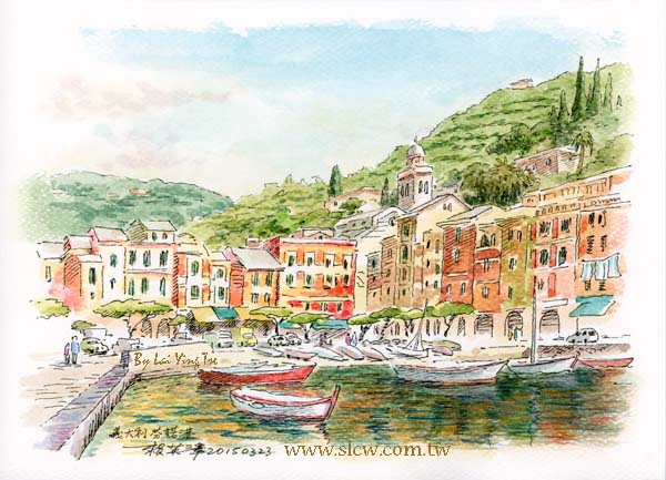 Portofino Italy_義大利芬諾港_Painted by Lai Ying-Tse